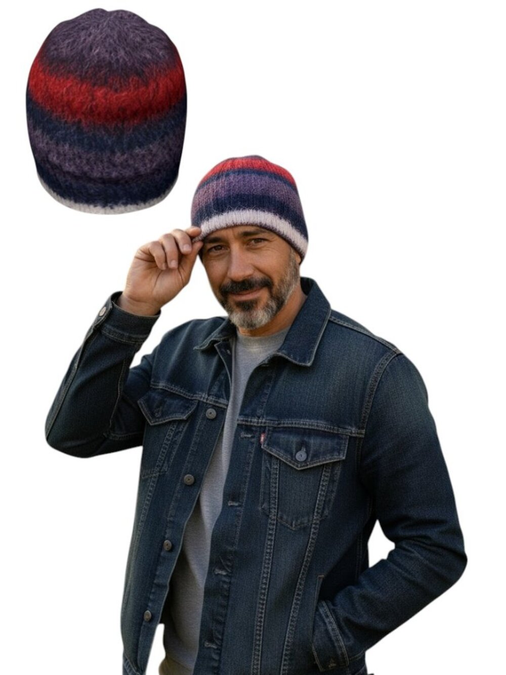Red Black & White Abstract Beanie – Stretch Knit Winter Hat